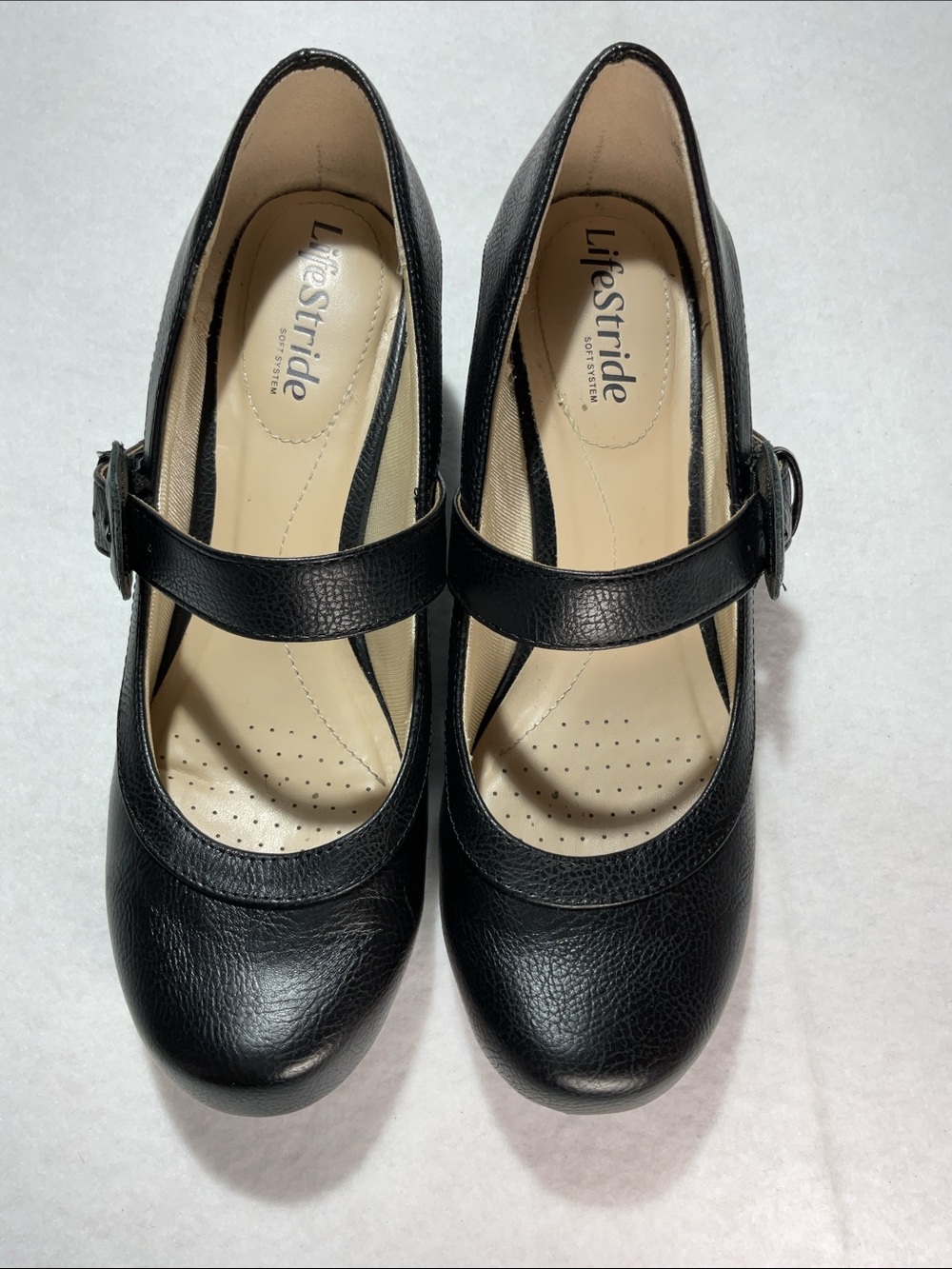 Life Stride Rozz Black Mary Jane Block Heel Pumps with Buckle - Picture 2 of 9